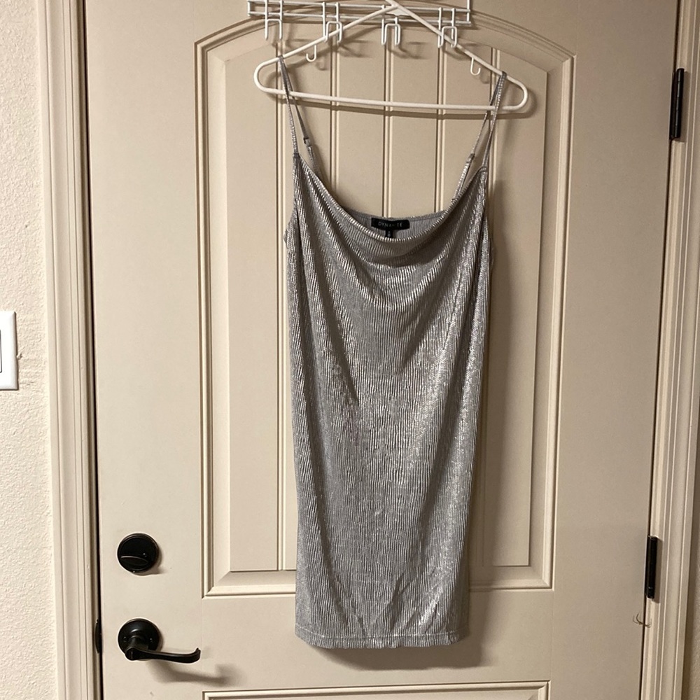 Dynamite Silver Slip Dress Cowl Neck Adjustable Spaghetti Straps Size M